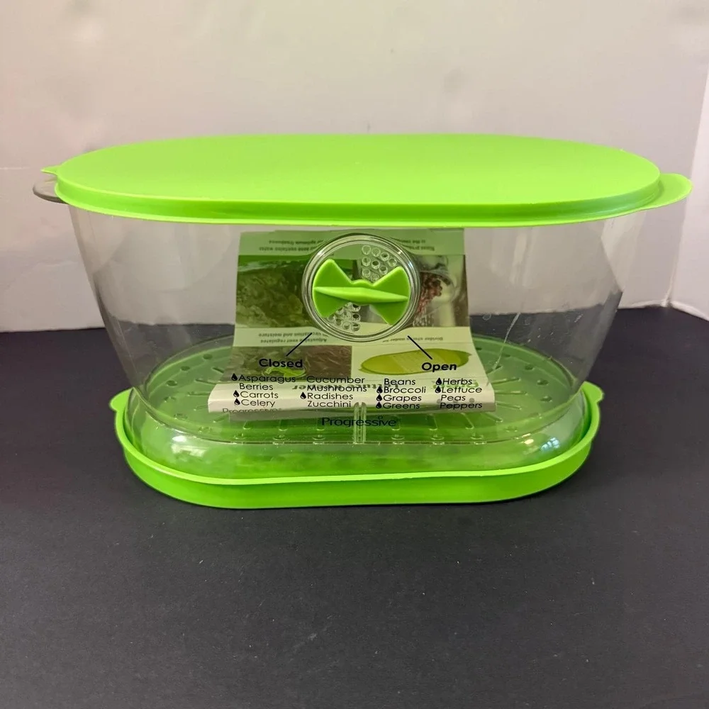 Progressive Prepworks Lettuce Keeper Food Storage , 4.7 Qt, Green Lid
